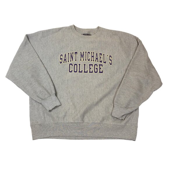 Vintage St Michaels College Champion Reverse Weave Gray Crewneck Sweatshirt XL - Picture 1 of 7